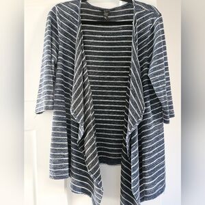 Style & Co. Navy and White Striped Open-Front Cardigan